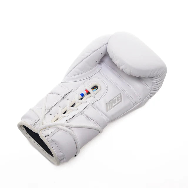 Joyagear Elite Performance Leather Lace Up Boxing Gloves White