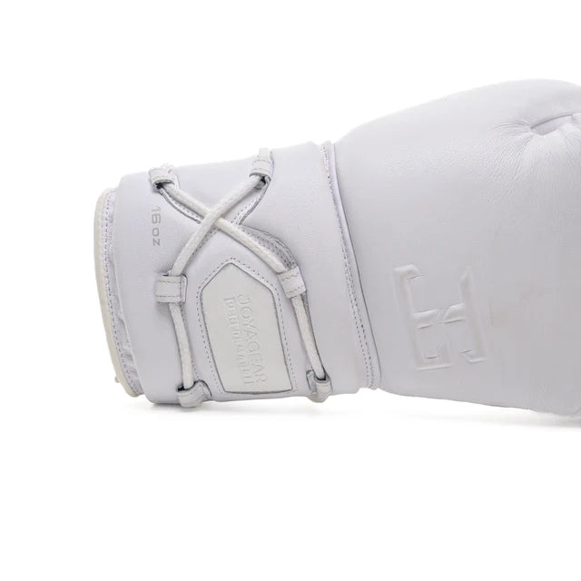 Joyagear Elite Performance Leather Lace Up Boxing Gloves White