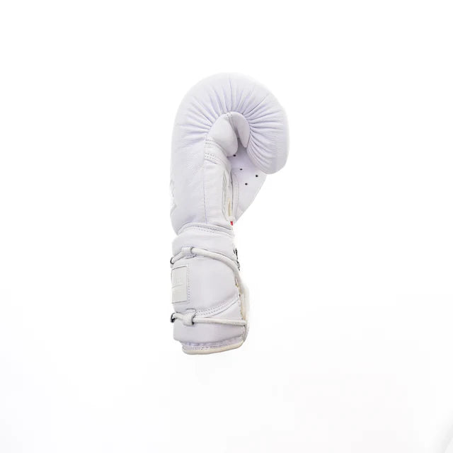 Joyagear Elite Performance Leather Lace Up Boxing Gloves White