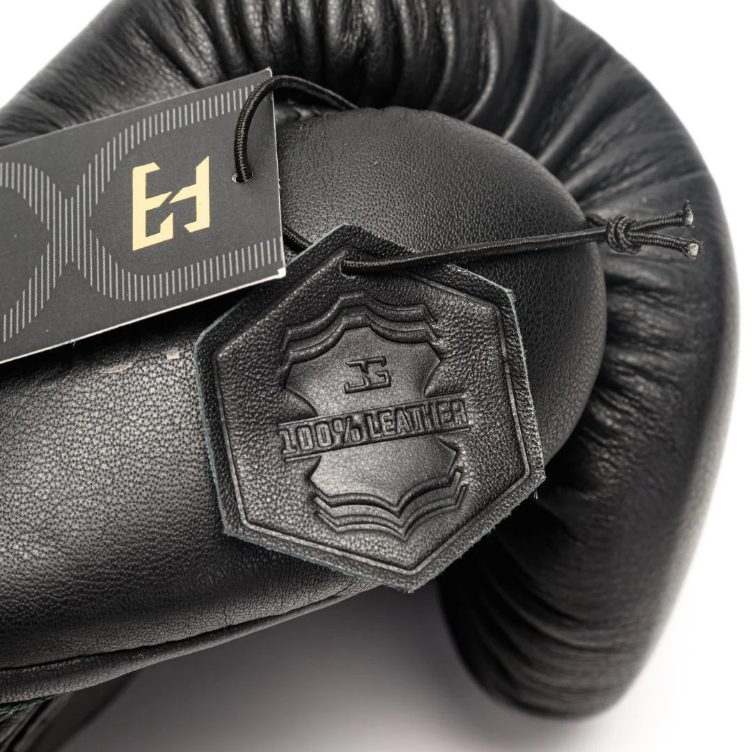 Joyagear Elite Performance Leather Lace Up Boxing Gloves Black