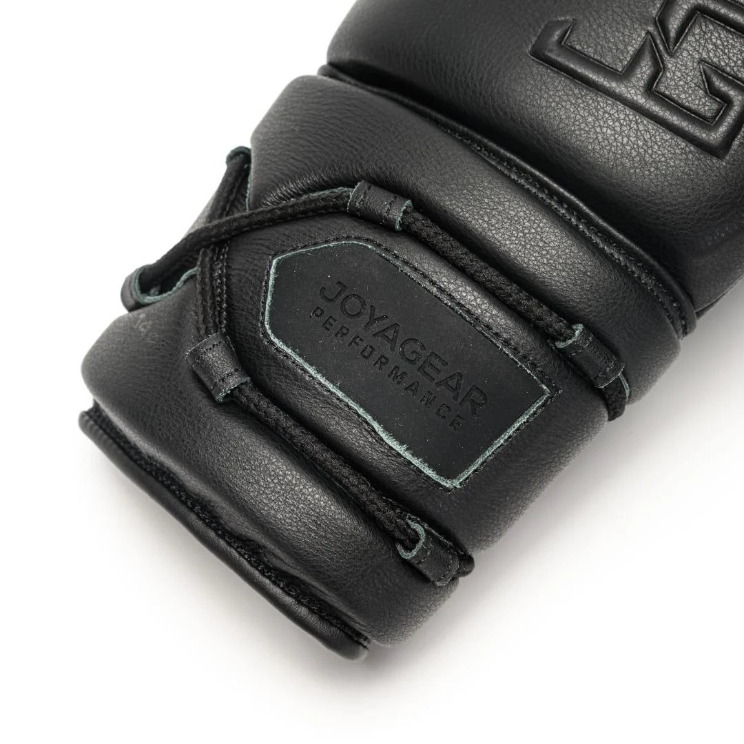 Joyagear Elite Performance Leather Lace Up Boxing Gloves Black