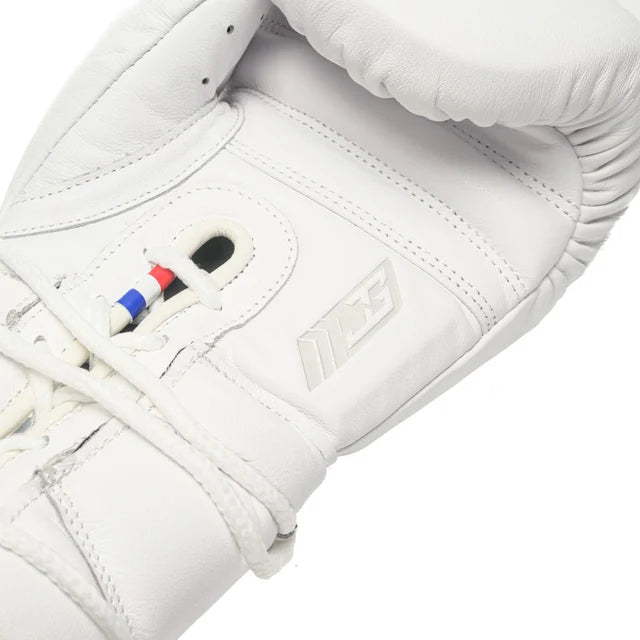Joyagear Elite Performance Leather Lace Up Boxing Gloves White
