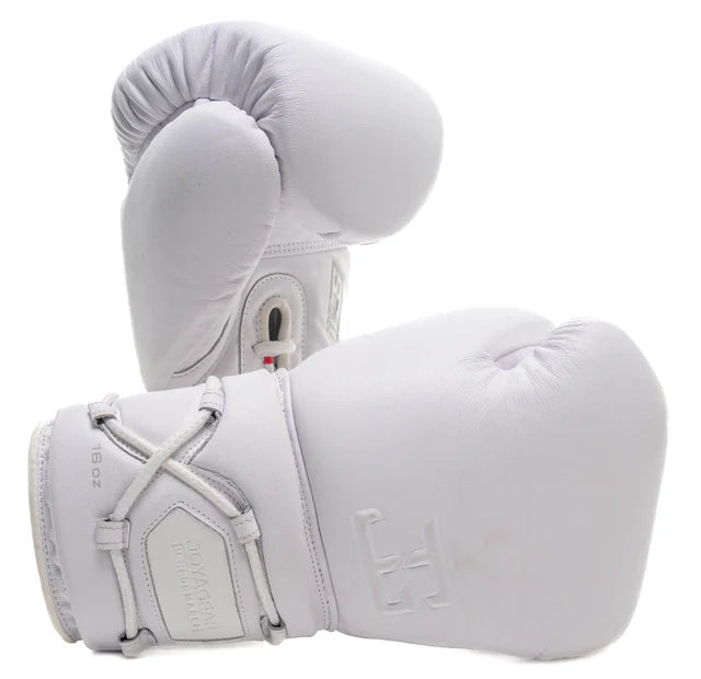 Joyagear Elite Performance Leather Lace Up Boxing Gloves White