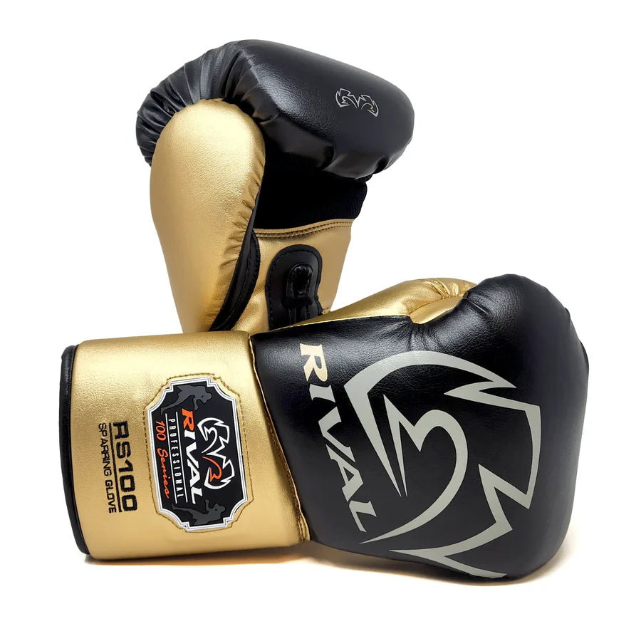 Rival RS100 Professional Sparring Gloves Black/Gold – JOYAGEAR UK