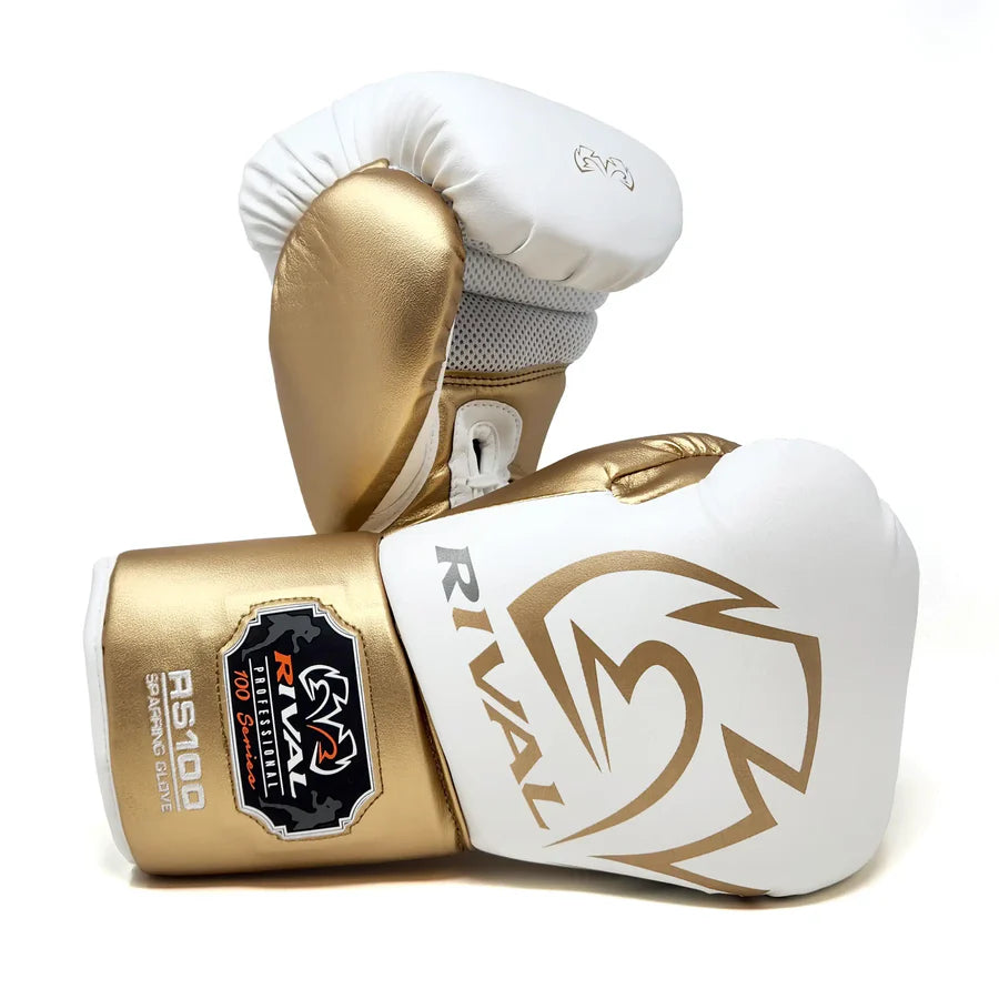 Rival RS100 Professional Sparring Gloves White/Gold – JOYAGEAR UK