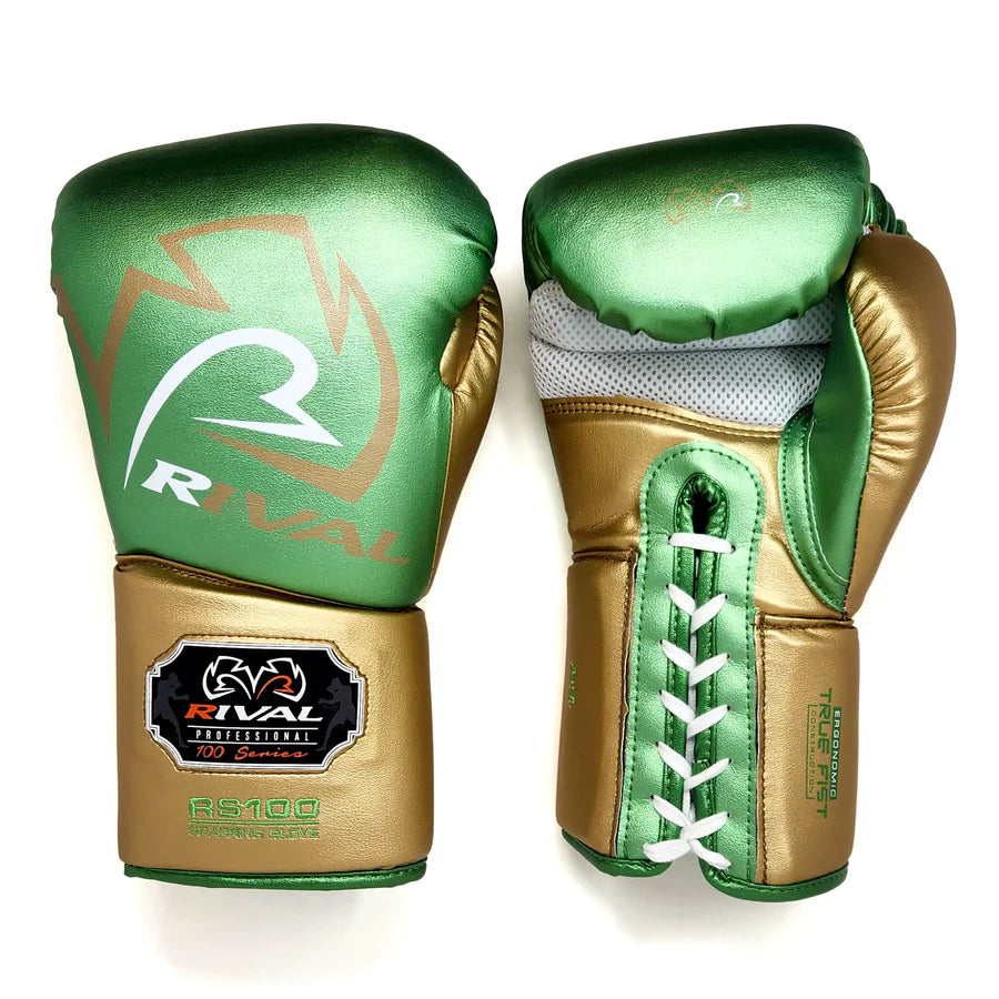 Rival RS100 Professional Sparring Gloves Green/Gold
