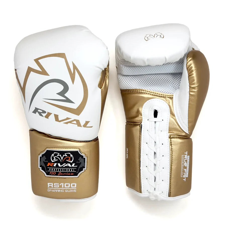 Rival RS100 Professional Sparring Gloves White/Gold