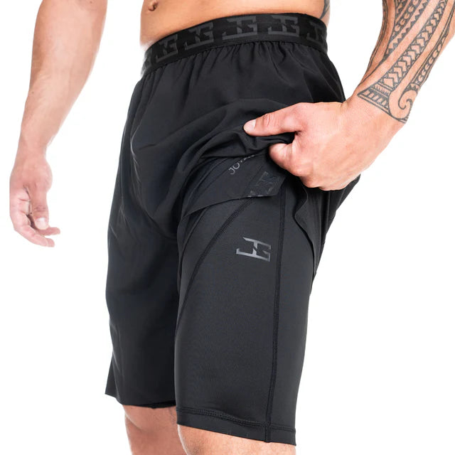Joya 2-1 short with Half Leggings - Black/Black