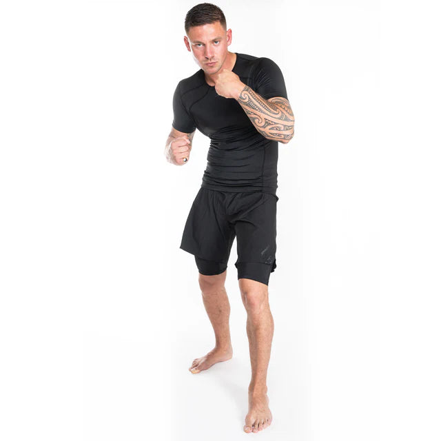 Joya 2-1 short with Half Leggings - Black/Black